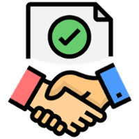 Document with a checkmark and handshake icon