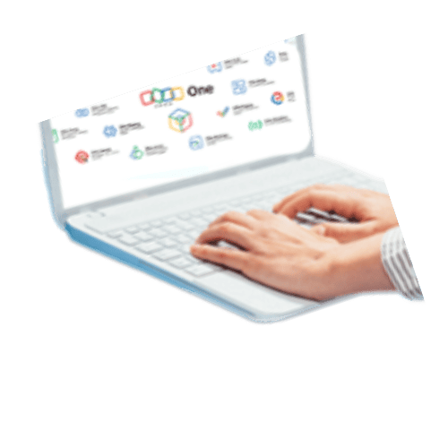 Laptop showing Zoho application suite